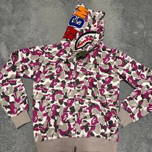 A Bathing Ape BAPE ABC Camo Shark Full Zip Hoodie Purple Camo Streetwear Medium